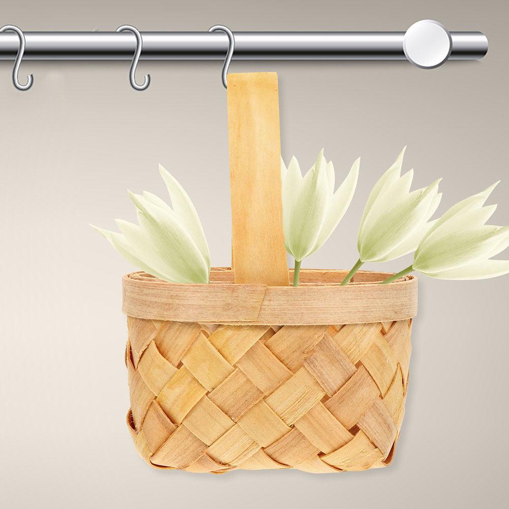 10Pcs Mini Flower Baskets Rustic Wood Material Small Elegant Basket for Gift Wrapping Wedding Banquet Decoration Party Supply