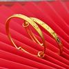 Women's Ethnic Style Light Luxury Gold-Plated Bracelet with Carved Flowers and Wheat Ear Design