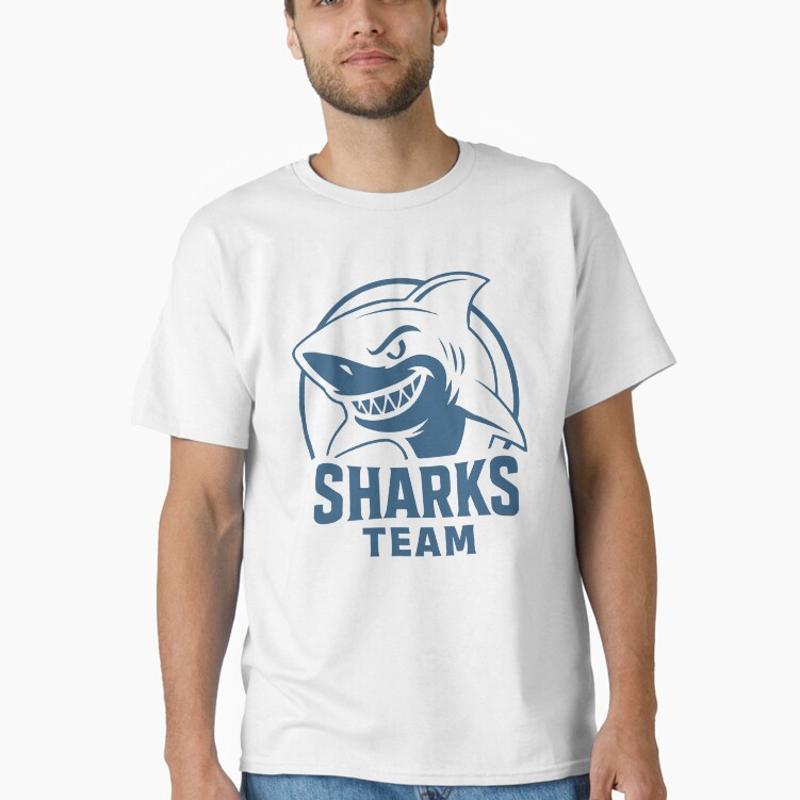 Sharks Team Bold Monochrome Shark Mascot Logo Classic Tshirt