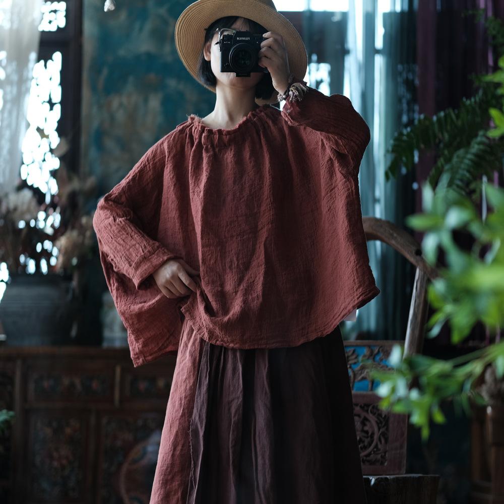 

Johnature женские винтажные футболки высокого качества с длинными рукавами, весенние однотонные свободные женские футболки One Size