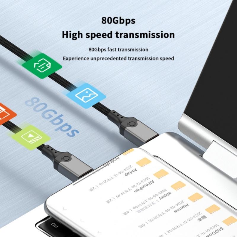 USB5.0 USB C to USB C Cable 80Gbps 16K@60Hz 240W Fast Charging USB C Data Cord Video Cable for Smartphone Laptops