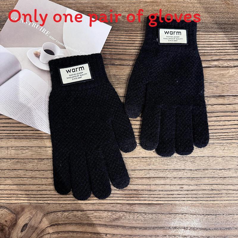 

Knit Touchscreen Warm Gloves For Men With Thick Plush Winter Cold Weather Comfort чёрный