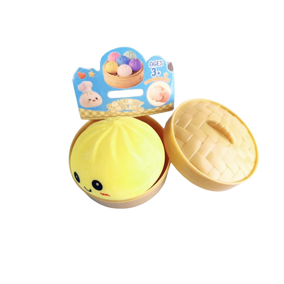 1-4Pcs Colorful Dumpling Squishes Stress Balls Fidget Sensory Toys Simulation Food Squishies Bun With Steamer Dough Ball Gifts