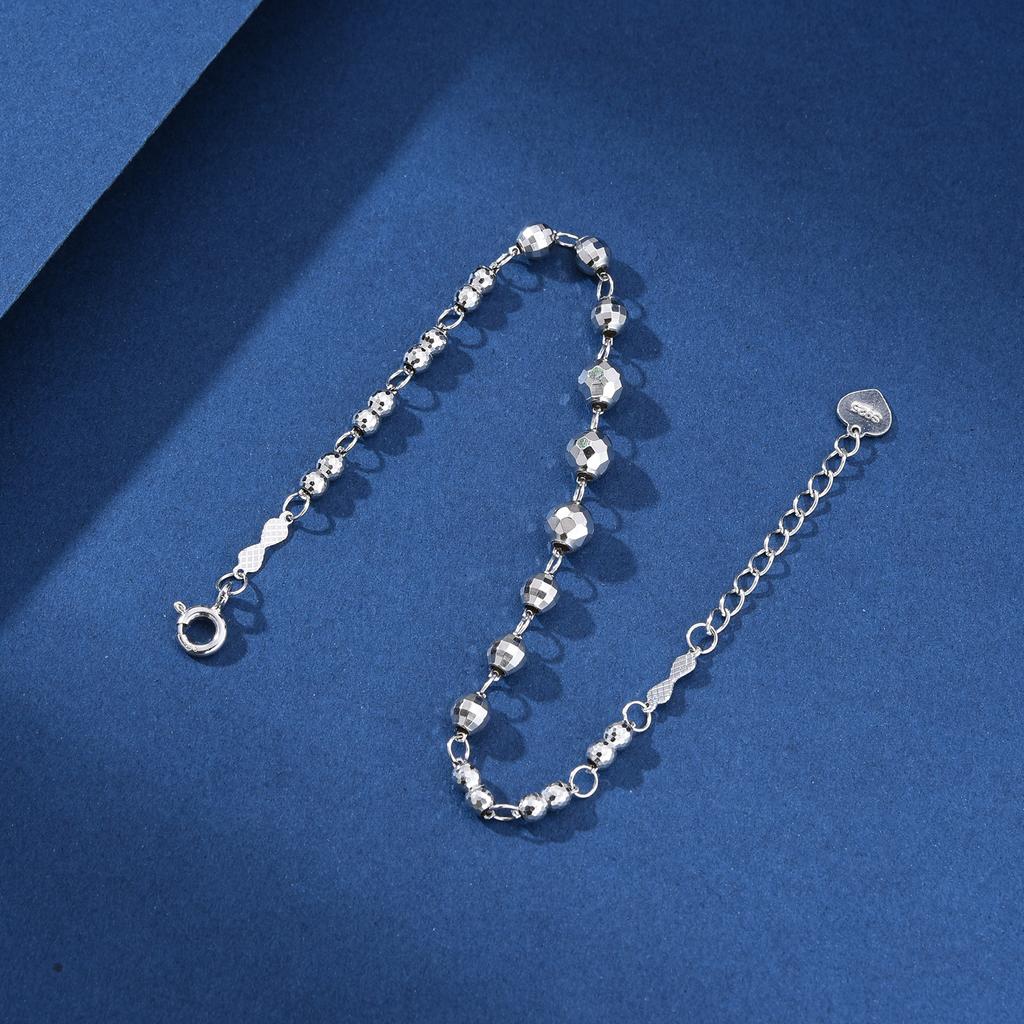 Exquisite 925 Sterling Silver Bead Bracelet Unisex Classic Style with Gold Silver Rhodium Plating