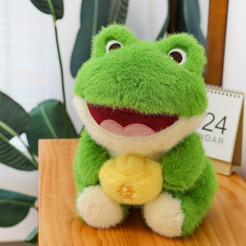 

Кукла Rich Frog, плюшевая кукла, сидящая лягушка, обменная кукла, дети, девочки, успокаивающая 23cm（0.14kg）