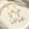 Fashionable And Unique Gold And Silver Star-shaped Earrings For Women Stainless Steel