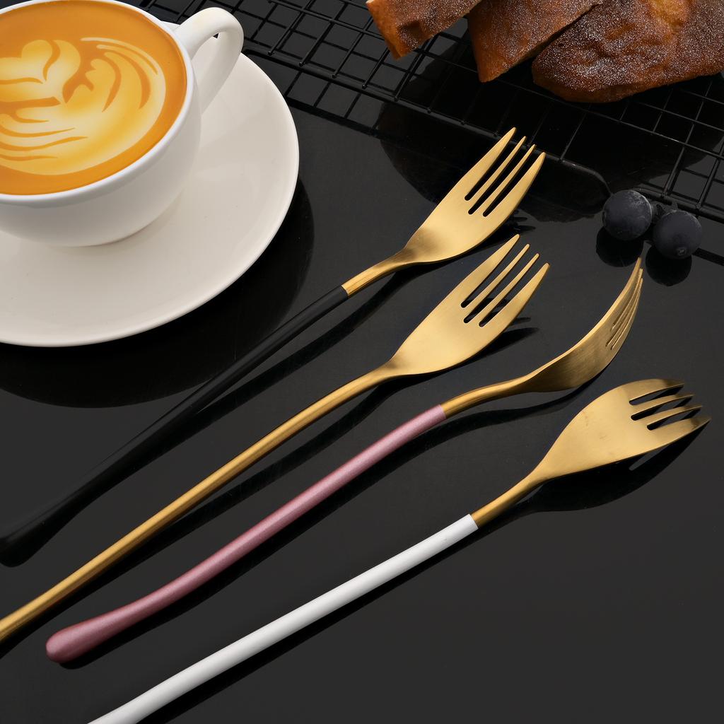4Pcs White Gold Cutlery 18/10 Stainless Steel Dinnerware Set Spoon Fork Knife Western Home Silverware Tableware Set Supplies