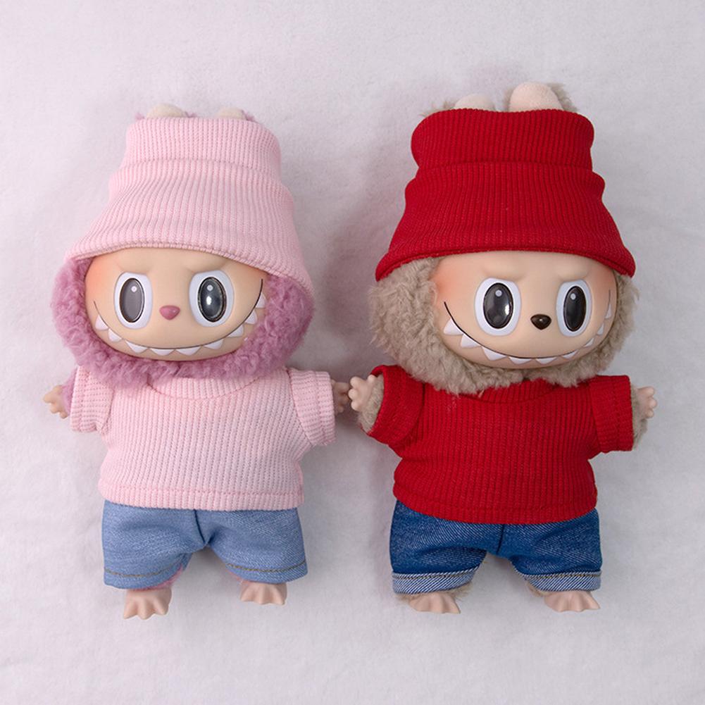 For 17cm Labubu Doll Fashion T-shirt Doll Clothes Color Match Dolls Accessories Cute Decoration Little Clothes