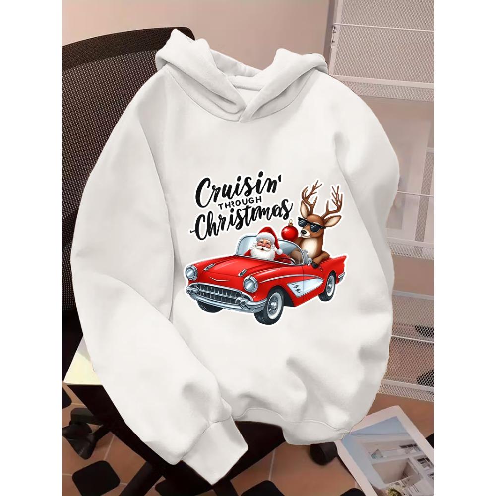 

Autumn Casual And Fashionable Boy Santa Claus Cartoon Pattern Printed Hooded Sweatshirt 100