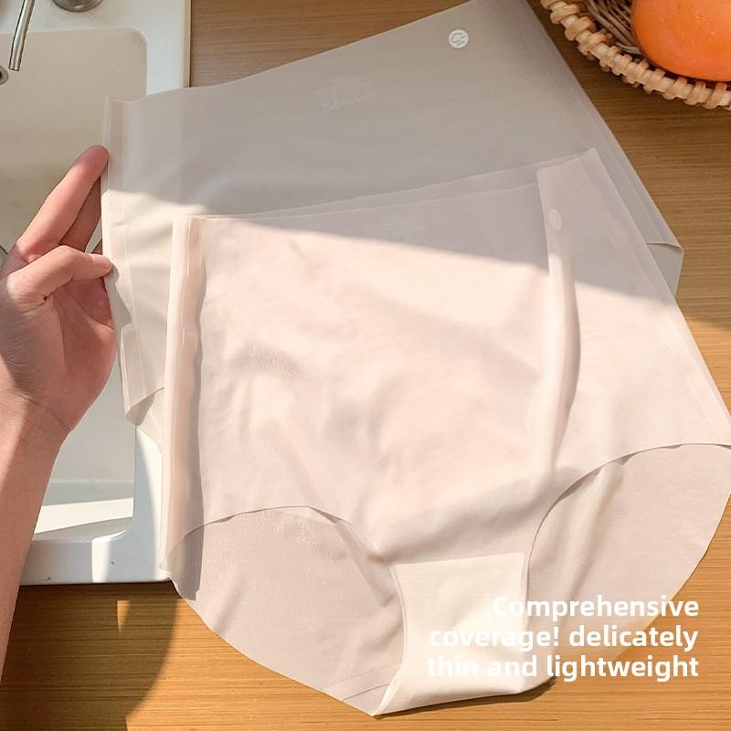 Girl Summer Ultra Thin Abdominal Lift Hip Without Trace High Waist Naked Sense Ice Silk Breathable Quick Dry Briefs