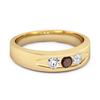 Garnet Three Stone Band Ring - 925 Sterling Silver Gold Vermeil