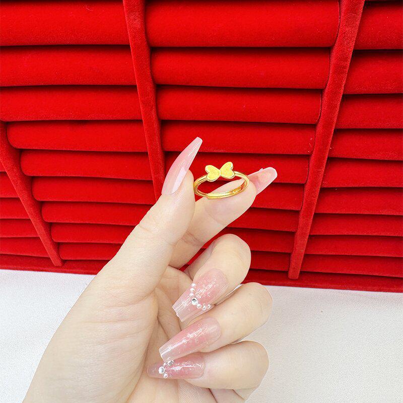 Exquisite Sand Gold Open Ring for Women: High-End Niche Design, Light Luxury Style, Long-Lasting Color, Imitation Gold.