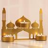 3D Metal Ramadan Tealight Holder Eid Mubarak Kareem Candle Holder Candlestick Desk Ornaments Table Decor for Islamic Home Party Supplies