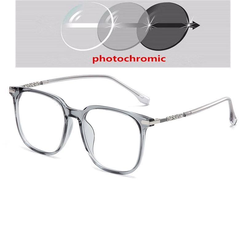 Oversized Tea Frame Square Nearsighted Glasses For Women TR90 Student Light-sensitive Glasses With Diopters 0 -0.5 -0.75 To -6.0