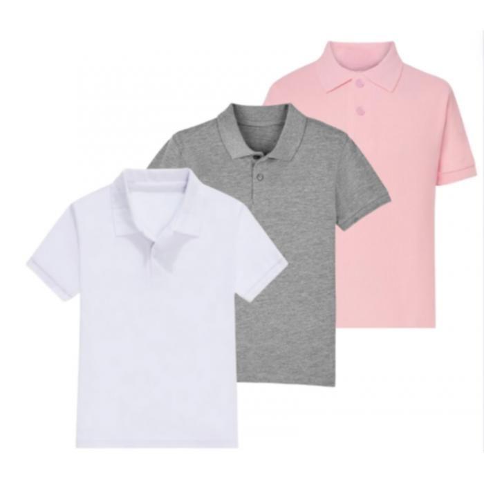 Polo enfant manches courtes blanc - gris - rose ( lot 3 ) - - Blanc