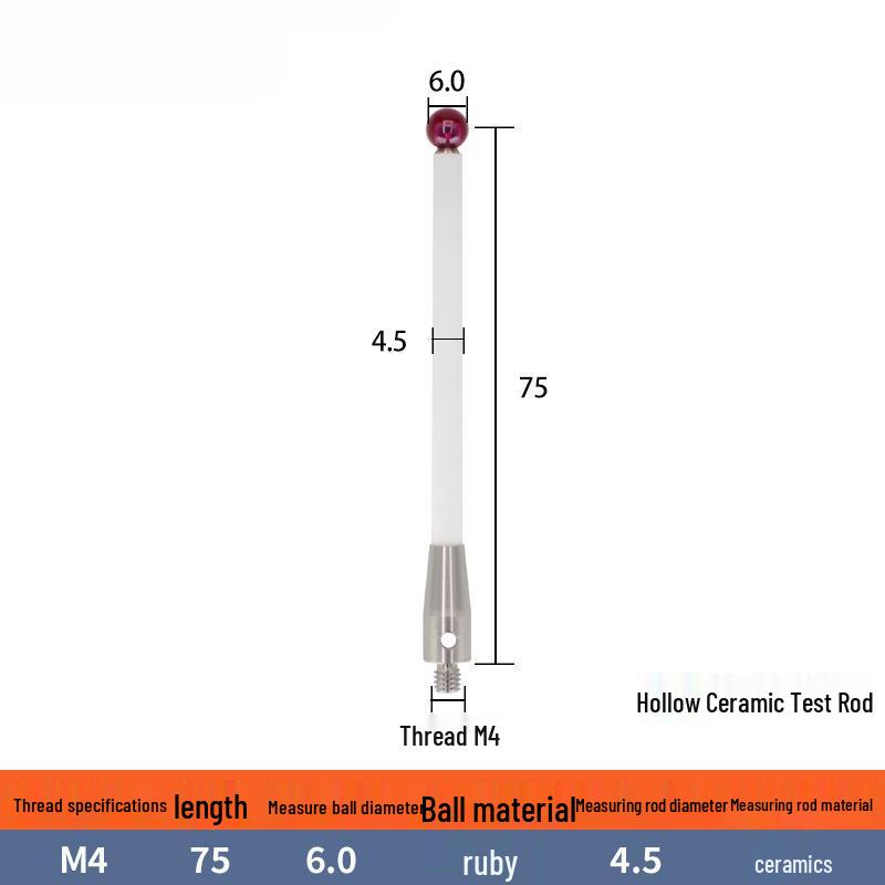 M4 Ceramic Rod Touch Probe - Jewel A-5000-3709/372
