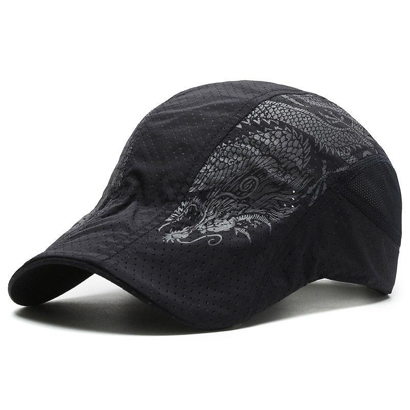 

NORTHWOOD Dragon Pattern Hat Чоловіча літня кепка-берет Кепка з гострою шапкою, дихаючі сонячні берети, швидковисихаючі сітчасті шапки 56-60 cm темно-синього кольору