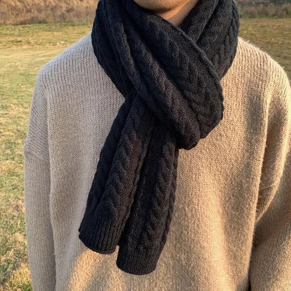 WTEMPO Solid Color Soft Winter Long Warm Knitted Scarves Women's Thickened Windproof Cold-proof Versatile Casual Scarves
