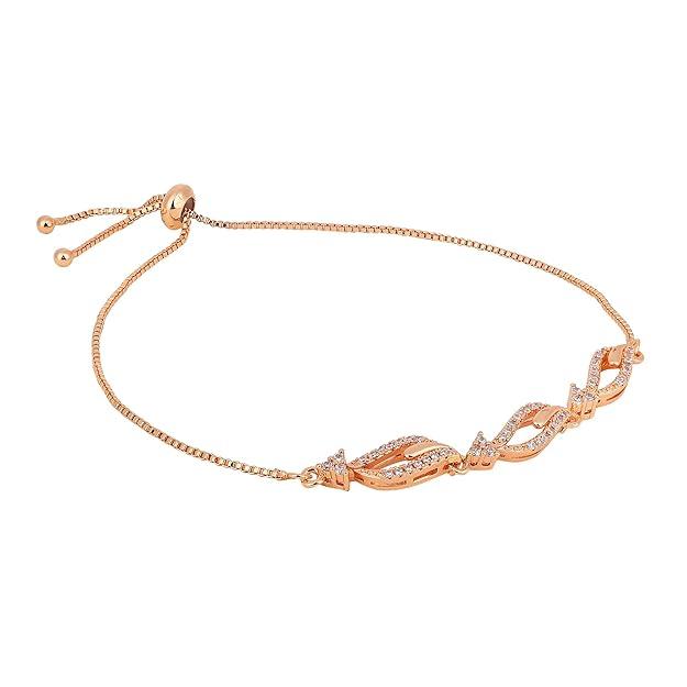 Rose Gold Plated American Diamond Crystal Contemporary Bracelet for Women & Girls