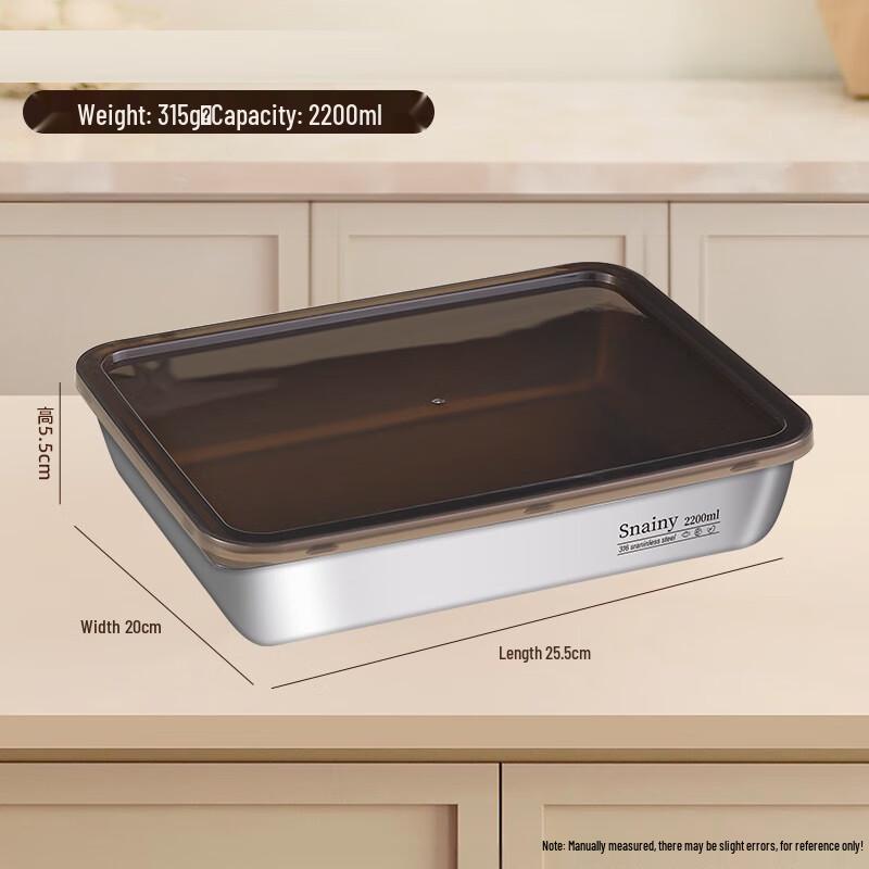 Wutuo Stainless Steel Deep Food Prep Tray Set with Black Lids