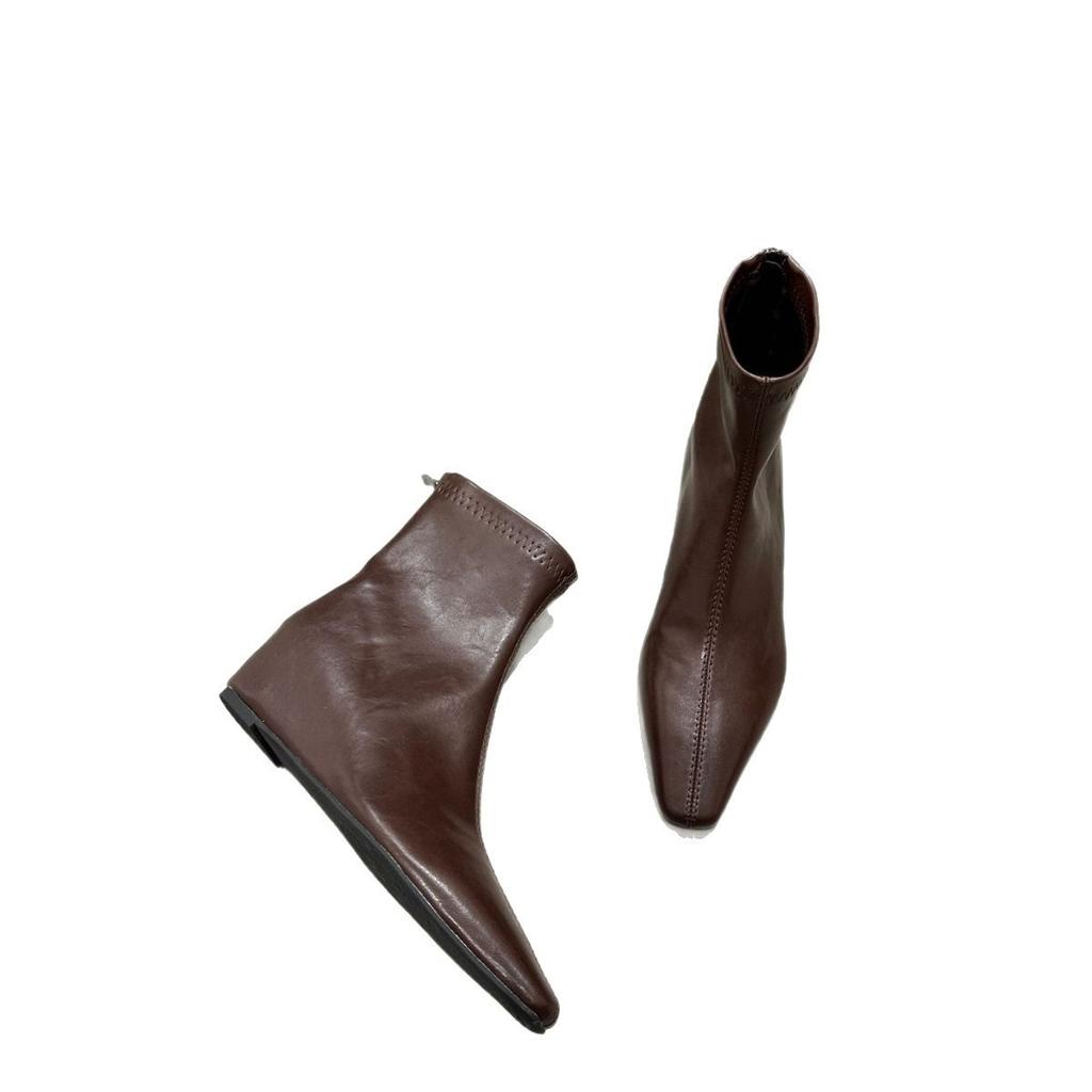 Pointed short boots women's new simple women's boots short boots French thin boots fruit -