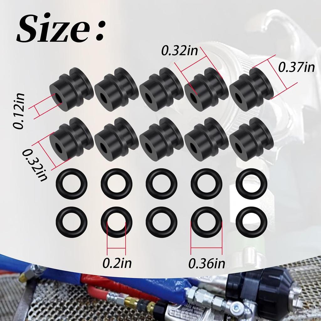 10PCS Side Seals Kit Compatible with Fusion Air Purge AP Spray Gun 249990 246348 - Black