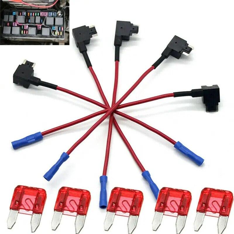 5pcs Add A Circuit Ato Atc Mini Blade Fuse Splice Holder Piggy Back Fuse Tap Auto Replacement Parts Auto Spare Parts For Auto