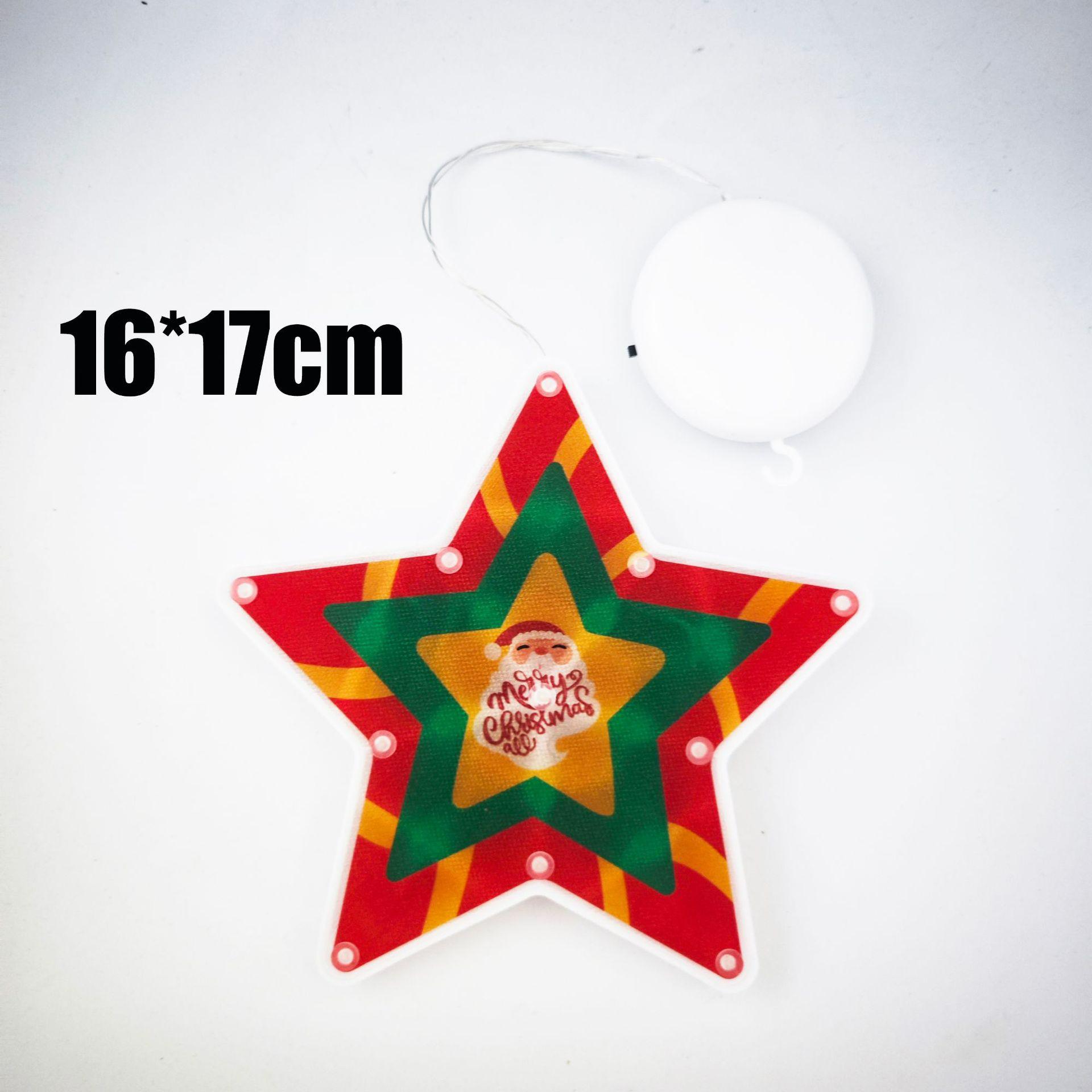 LED Christmas String Lights: Star Hanging, Door & Cabinet Decoration with Window Suction Cup Stickers Warm Light