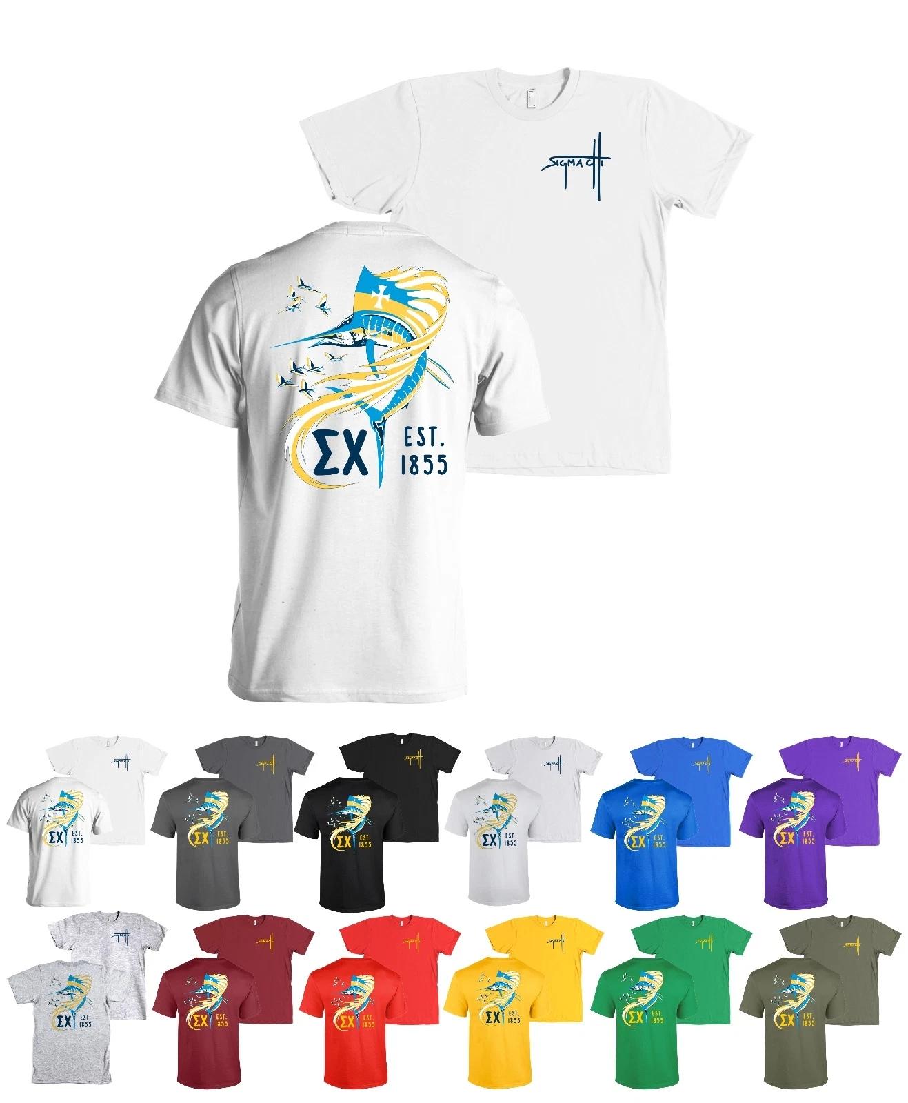 Sigma Chi Fraternity Bella + Canvas Nautical Fish Shirt Sig Chi Tee - NEW S