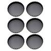 6PCS Removable Bottom Tart Pan Non Stick Coating Carbon Steel Black Quiche Pan for Kitchen