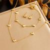 Gold Plated Heart Cubic Zirconia Jewelry Set Necklace Bracelet Earrings
