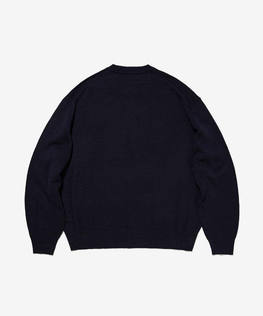 Seutaendeuobeo Crop Round Neck Knit [Dark Navy]