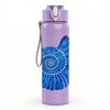 1PC Blue Spiral Seashell Pattern 750ml Color Plastic Sports Water Bottle Leakproof Flip Straw Lid Suitable for Sports Office Home Use