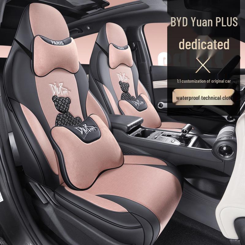 BYD Yuan Plus Universal Cartoon Car Seat Cushion - Full Coverage, All-Season Technology Cloth