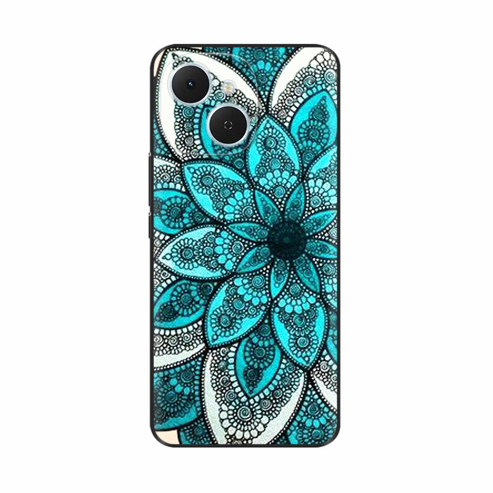 For Tecno Spark 40C Case Flowers Soft Silicone TPU Phone Cases For Tecno Spark 40C Shockproof Cool Wolf Flowers Protective Cover