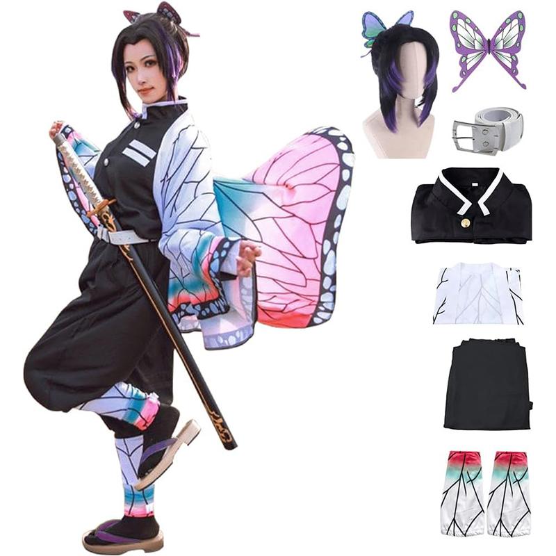 

Костюм косплея Бабочка-Ниндзя, полный набор для аниме-вечеринки, ролевой игры, комплект формы в японском стиле кимоно XS фиолетовый