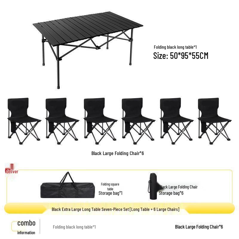Portable Outdoor Folding Table and Chair Set - Egg Roll Design for Camping and Fishing