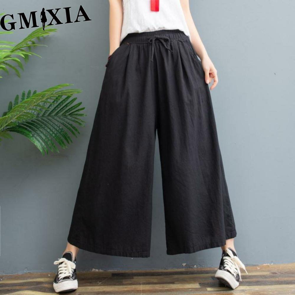 GMXIA Damskie Modne Codzienne Spodnie i Capri w Jednolitym Kolorze z Nadrukiem