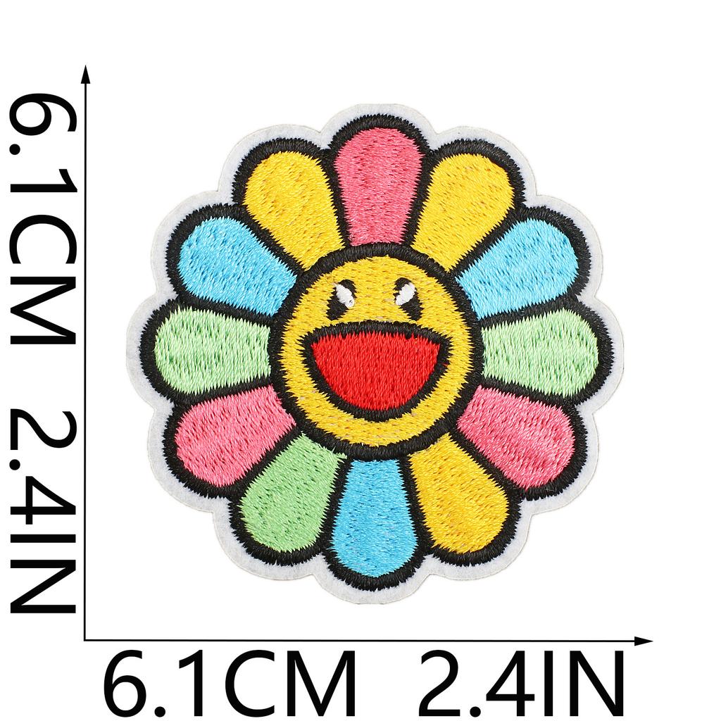 Pink Love Letter Embroidery Cloth Sticker Cartoon Sunflower Patch Sticker Bag Decoration Blue Smiley Face Embroidery Label