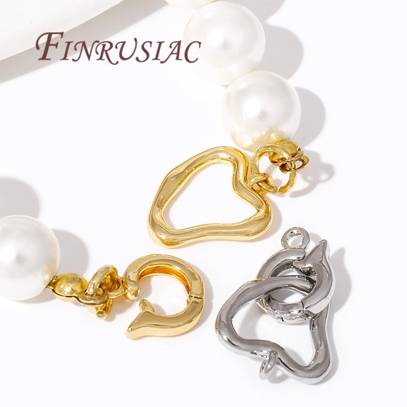18K Real Gold Plated Heart Shape Connector Clasps,Pearl Clasp For Jewelry Making Findings DIY Accessories,Fastener Clasps