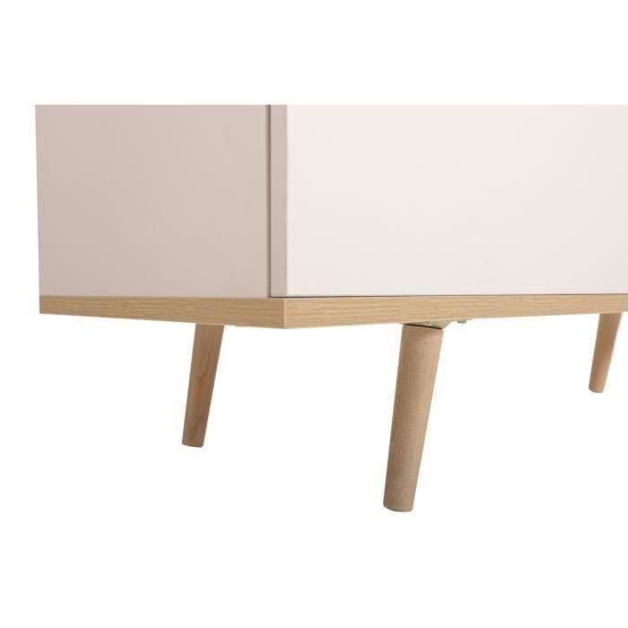 Meuble TV Scandinave GÖTEBORG - Blanc - 2 Portes - L 160 X P 40 X H 50 Cm