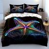 Colorful Glowing Starfish. Print Bedding Set 1 Duvet Cover 2 Pillowcases for Adult and Children Luxury Gift Full Size