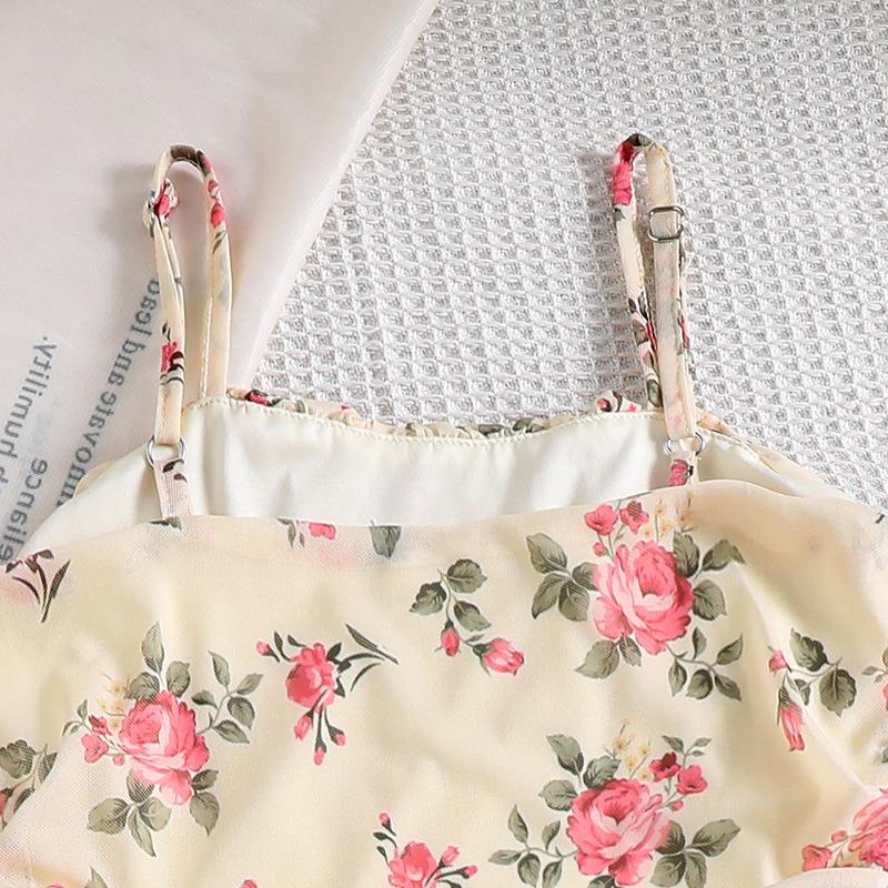 Dívčí módní šaty, Letní dětské sladké květinové šaty na ramínka