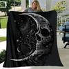 1pc Midnight Moonlit Skull Blanket Soft and Cozy Home Decor Gift for All Seasons, Living Room, Travel .K061