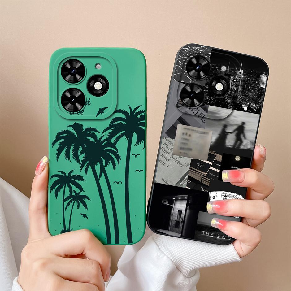 For Tecno Spark Go 2024 Casing Fashion Coconut Tree Liquid Silicone Soft TPU Shockproof Phone Cover For TecnoSpark Go 2024 Funda