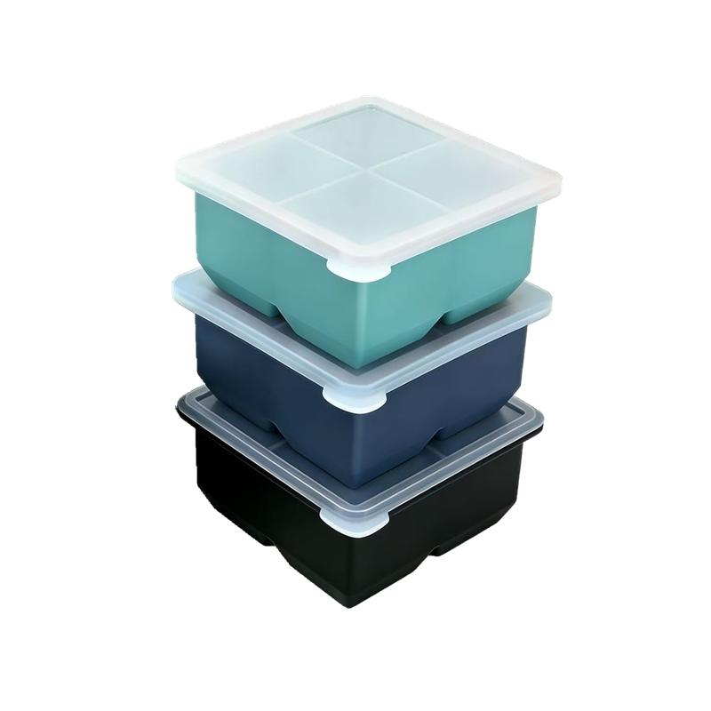 

Silicone Ice Cube Trays 3 Pack Large Size Ice Cube Molds with Removable Lid Square Ice Cube Tray for Cocktail Stackable Flexible