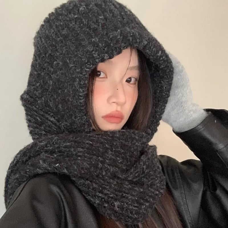 Knitted Winter Hat With Solid Color For Cold Weather Outdoor Activities