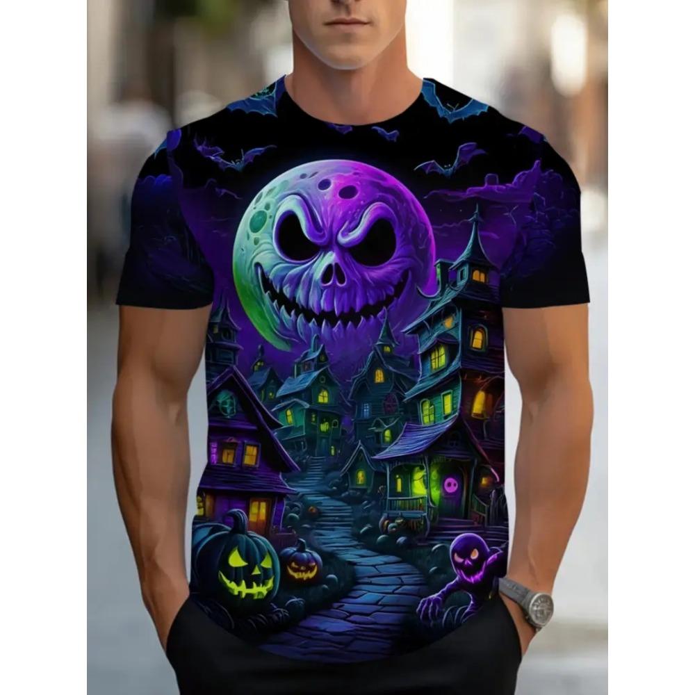 Happy Halloween Short Sleeve T-shirt Clothing 2025 New Funny Print Men's T-shirts For Men Breathable Quick-dry Crew Neck T Shirt