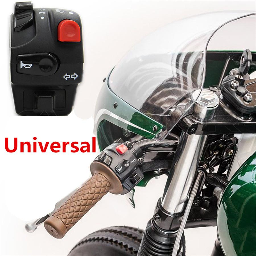 Universal 7/8"5 Functions Motorcycle Handlebar Switch Assembly Engine Electric Start Kill Horn Beam Headlight Fog Light Push Button Switch