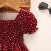 Girls' Summer Retro Polka Dot Hepburn Style Short-Sleeve Princess Dress